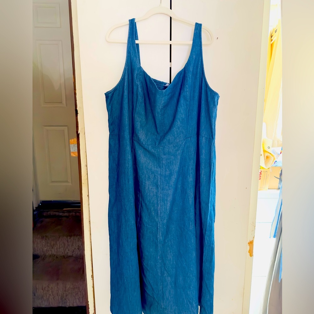 Old Navy Fit & Flare Sleeveless Jean Midi Dress for Women 4X